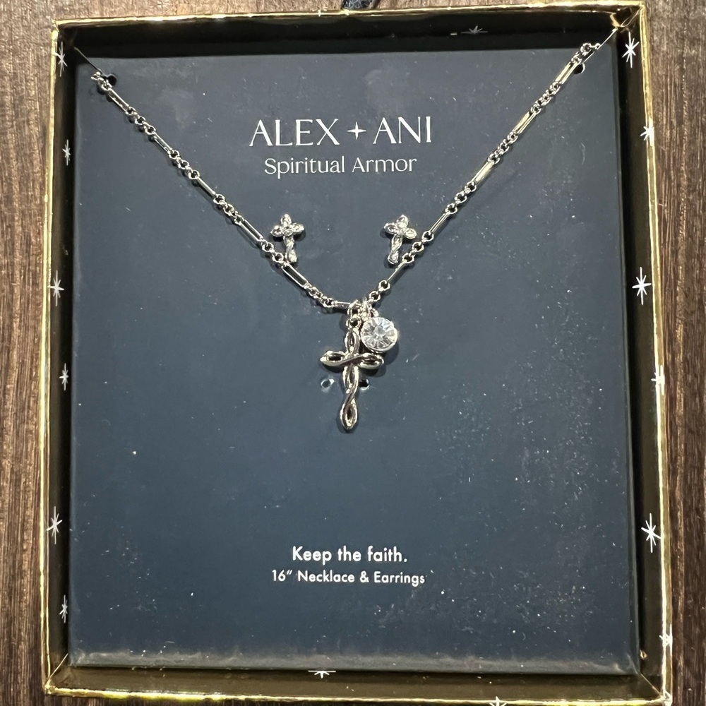 Alex & Ani Spiritual Armour Silver Tone Necklace Set 16”